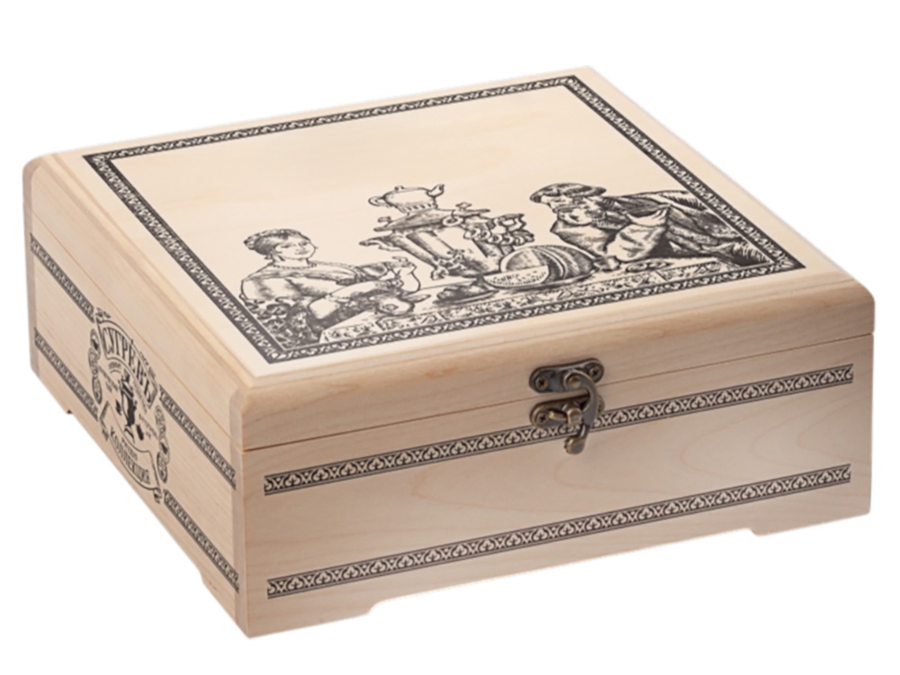 Подарочный набор Народы России с чаем и вареньем в деревянной шкатулке без лого-1