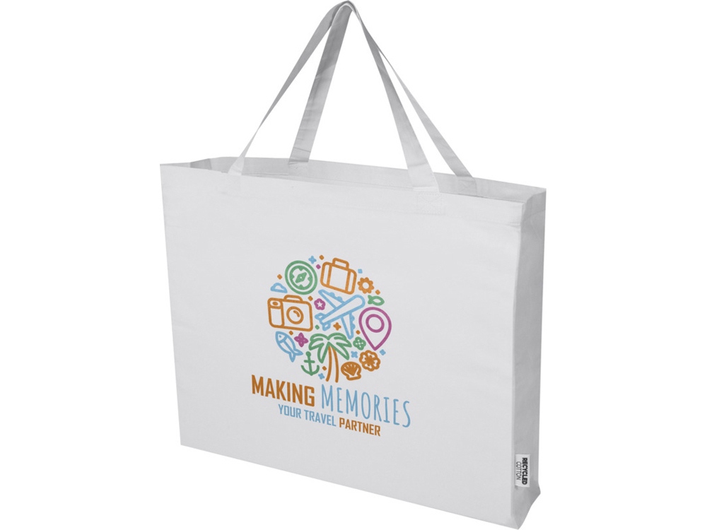 Odessa большая эко-сумка из переработанного хлопка, сертифицированного согласно GRS, плотностью 220 г/м² - Белый-5