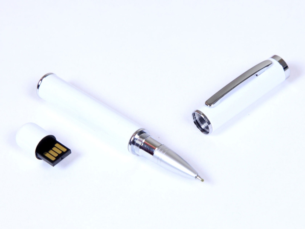 USB-флешка на 16 Гб в виде ручки с мини чипом, белый-0