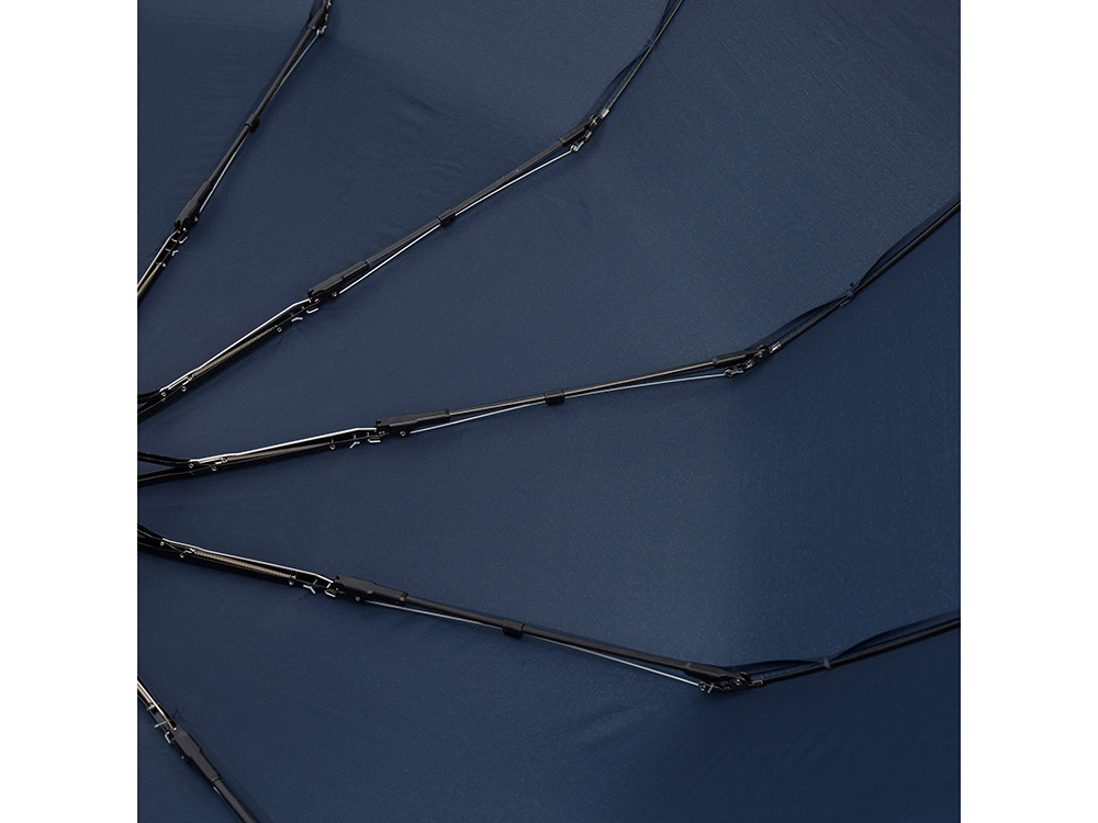 Зонт складной мужской TORBER, автомат, 3 сложения, синий, каркас сталь/файбергласс, эпонж, пластиковая ручка, диаметр 103 см-4