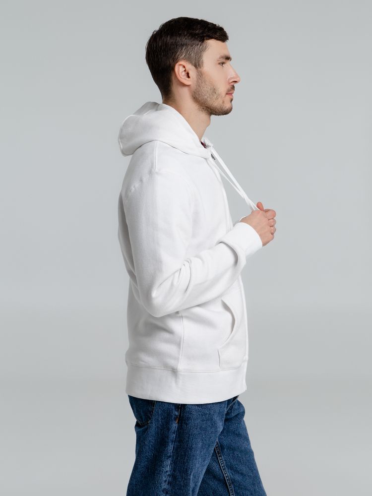 Толстовка на молнии с капюшоном унисекс King, белая-5