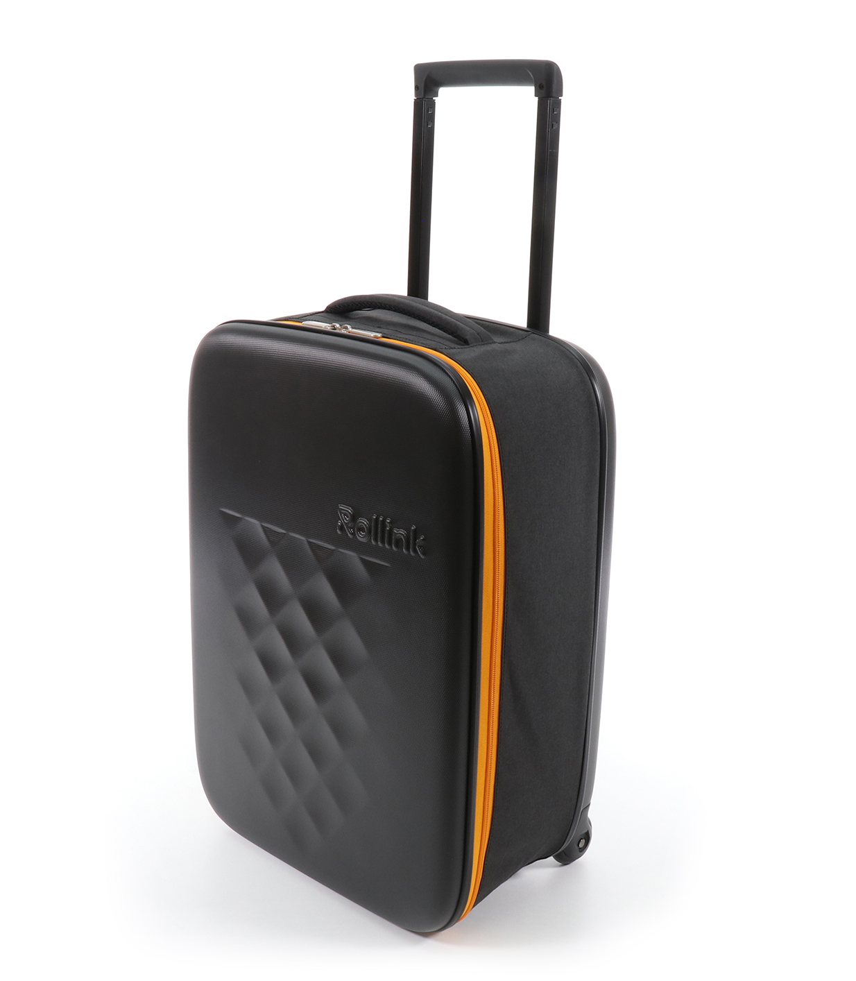 Чемодан складной Rollink Earth 55x40x20 см, 2 колеса, черный/оранжевый-8