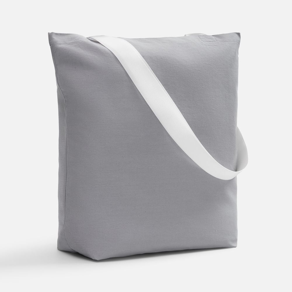 Шопер B5, серый с широкими белыми ручками-0