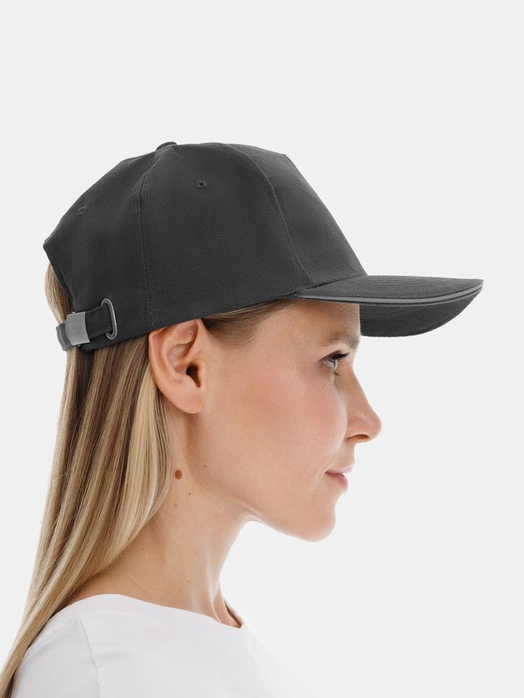 Бейсболка Long Beach, темно-серая со светло-серым-6