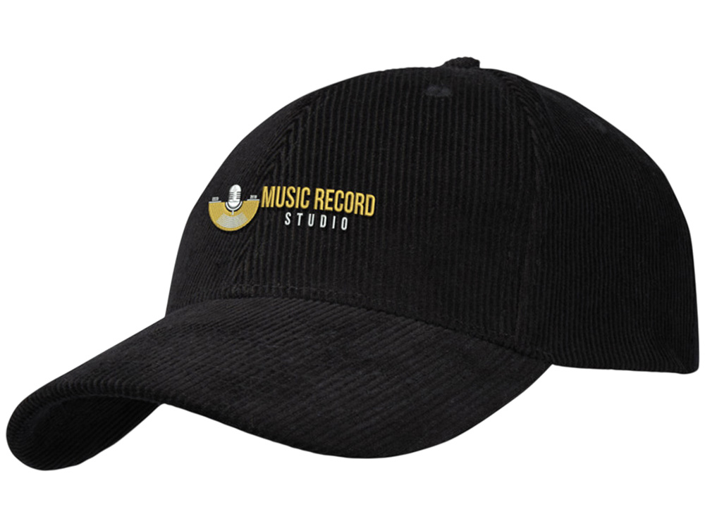 Hutton 6-панельная бейсболка из переработанного хлопка - Сплошной черный-3