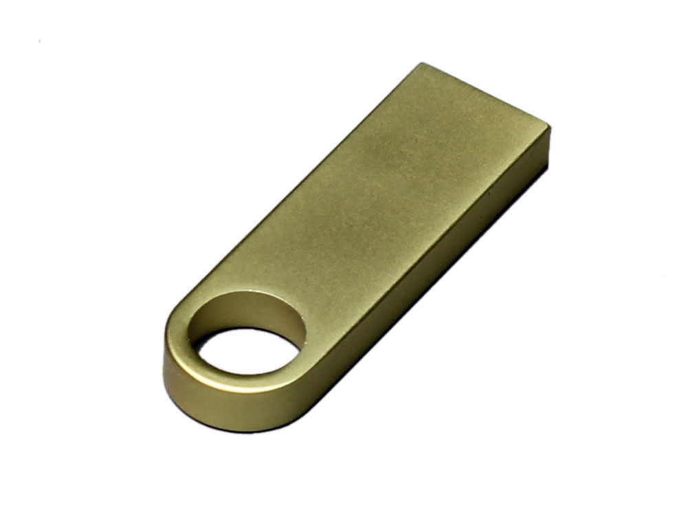 USB 2.0-флешка на 128 Гб с мини чипом и круглым отверстием, золотистый-2