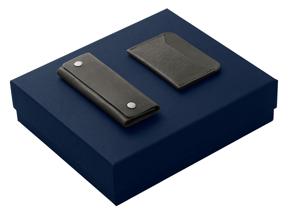 Подарочный набор Long River: картхолдер, ключница (без лого Long River), синяя коробка-0