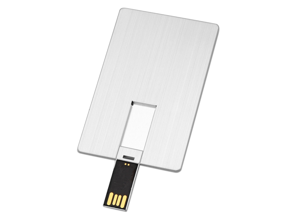 Флеш-карта USB 2.0 16 Gb в виде металлической карты Card Metal, серебристый-1