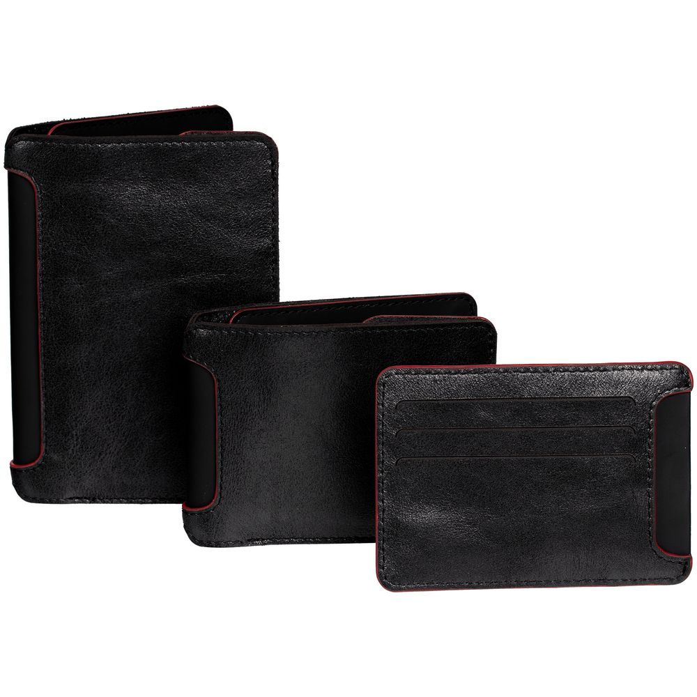 Чехол для карточек Arrival, черный с красным-4