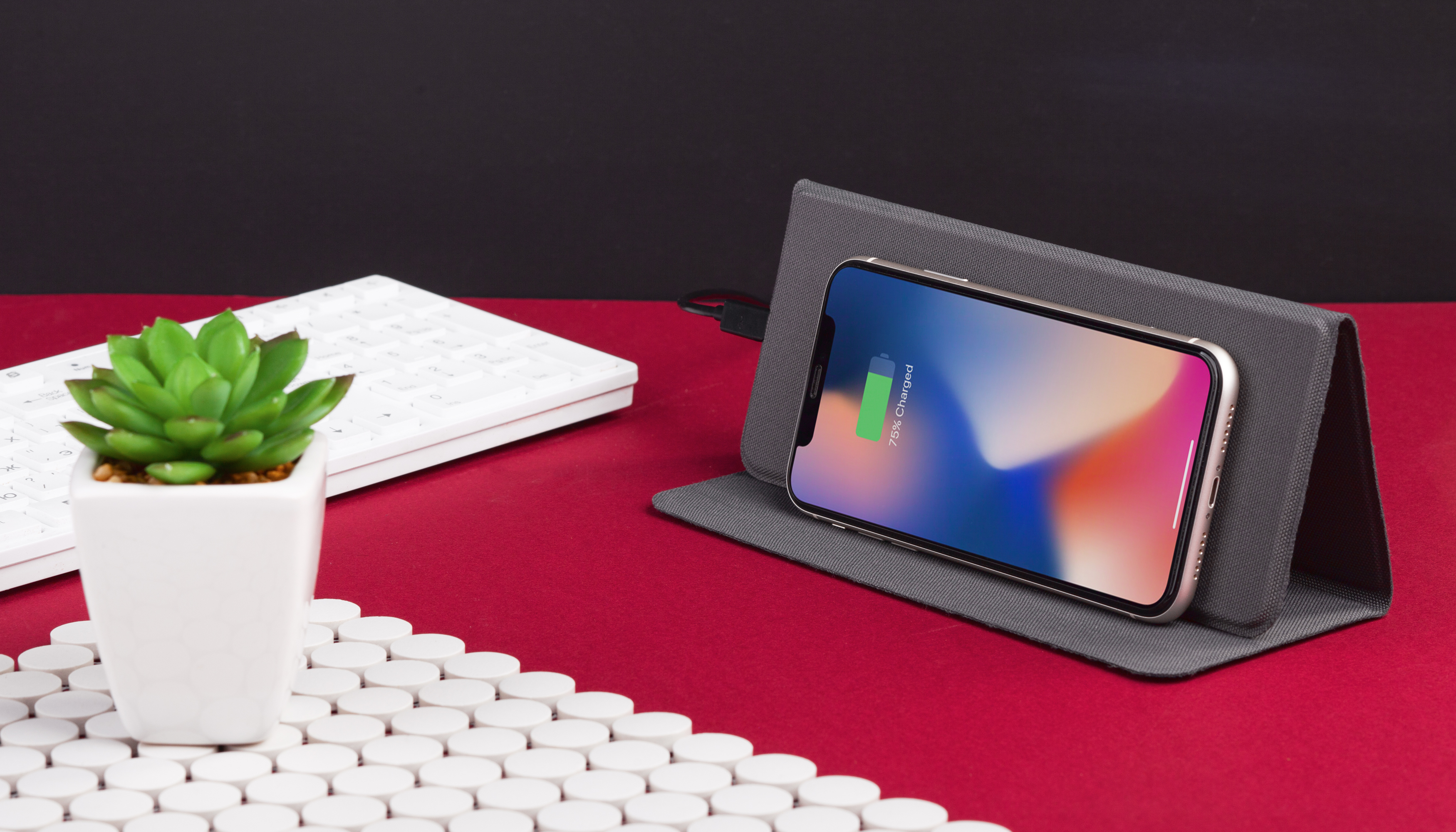 Коврик-трансформер "Cool Gray" с беспроводным зарядным устройством, переработанный пластик (RPET)-4