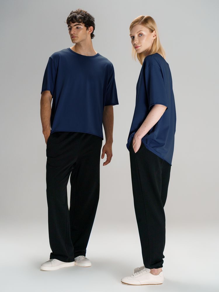 Футболка оверсайз унисекс Vozduh, темно-синяя-8