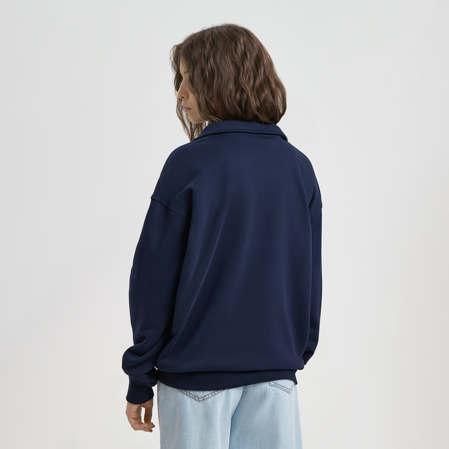 Толстовка на молнии унисекс FLOW, темно-синяя-5