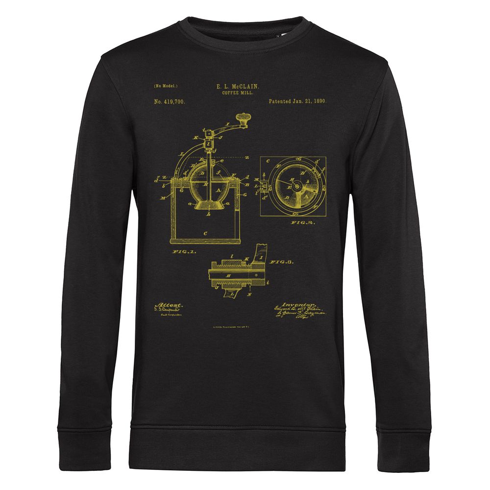 Свитшот Old Patents. Coffee Mill, черный-2