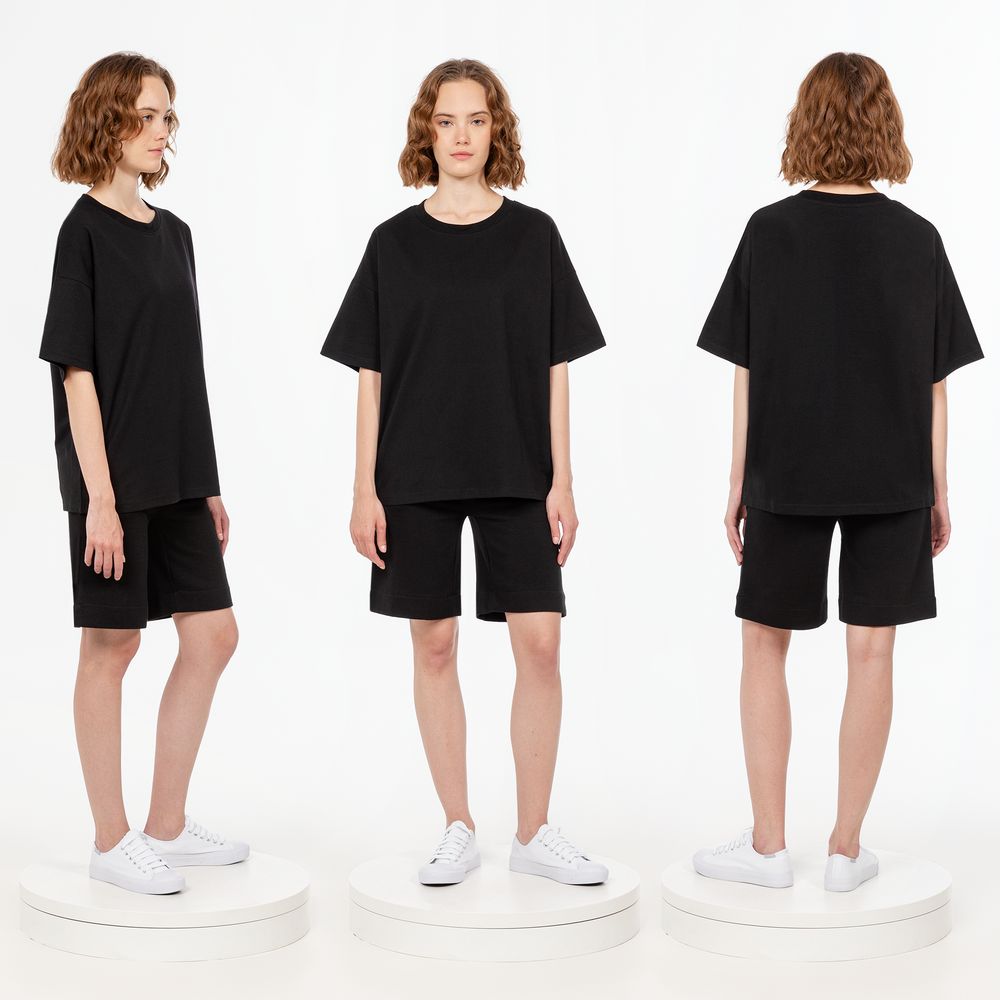 Футболка унисекс оверсайз T3, черная-3