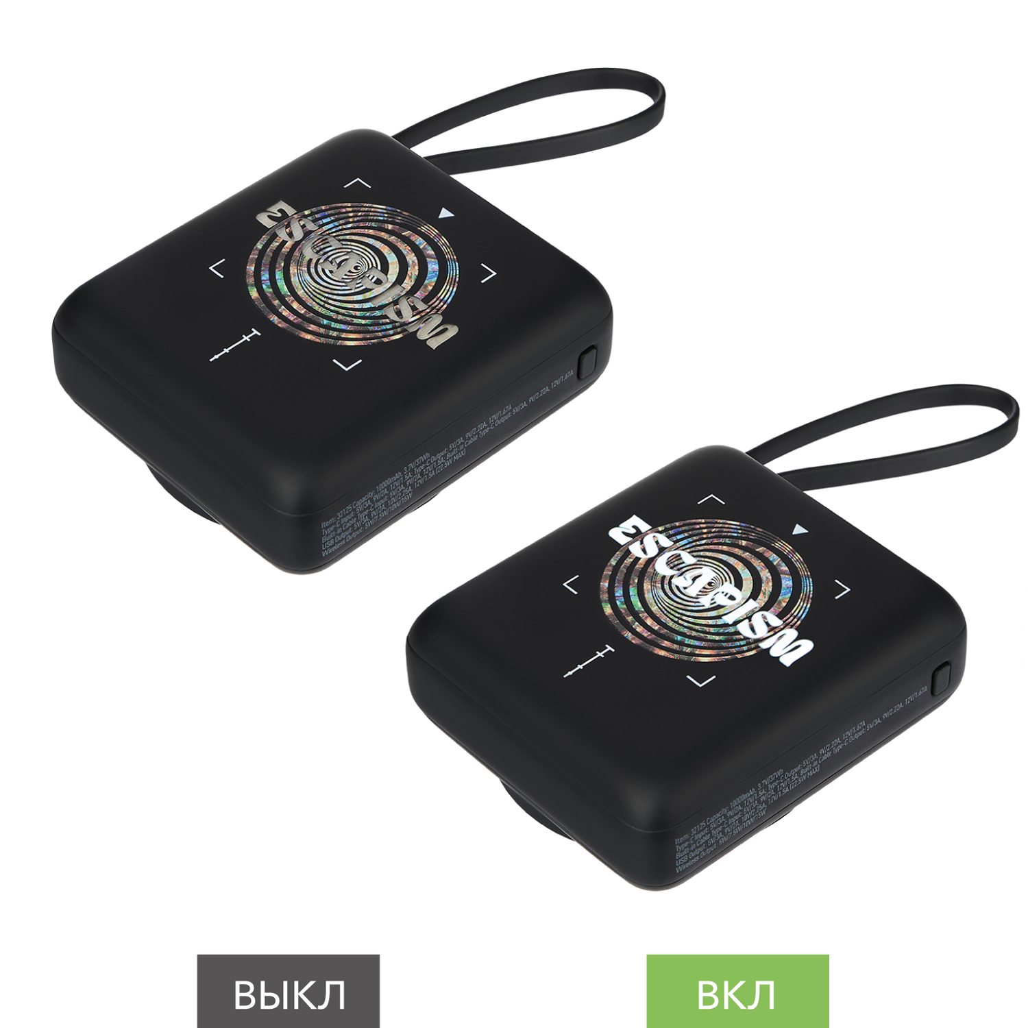 Внешний аккумулятор с подсветкой Риттер PD (Ritter PD) 10000mAh с функцией беспроводной зарядки 15W, черный-13