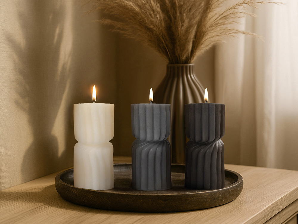 Набор свечей с гранями Vela, темно-серый, белый-20