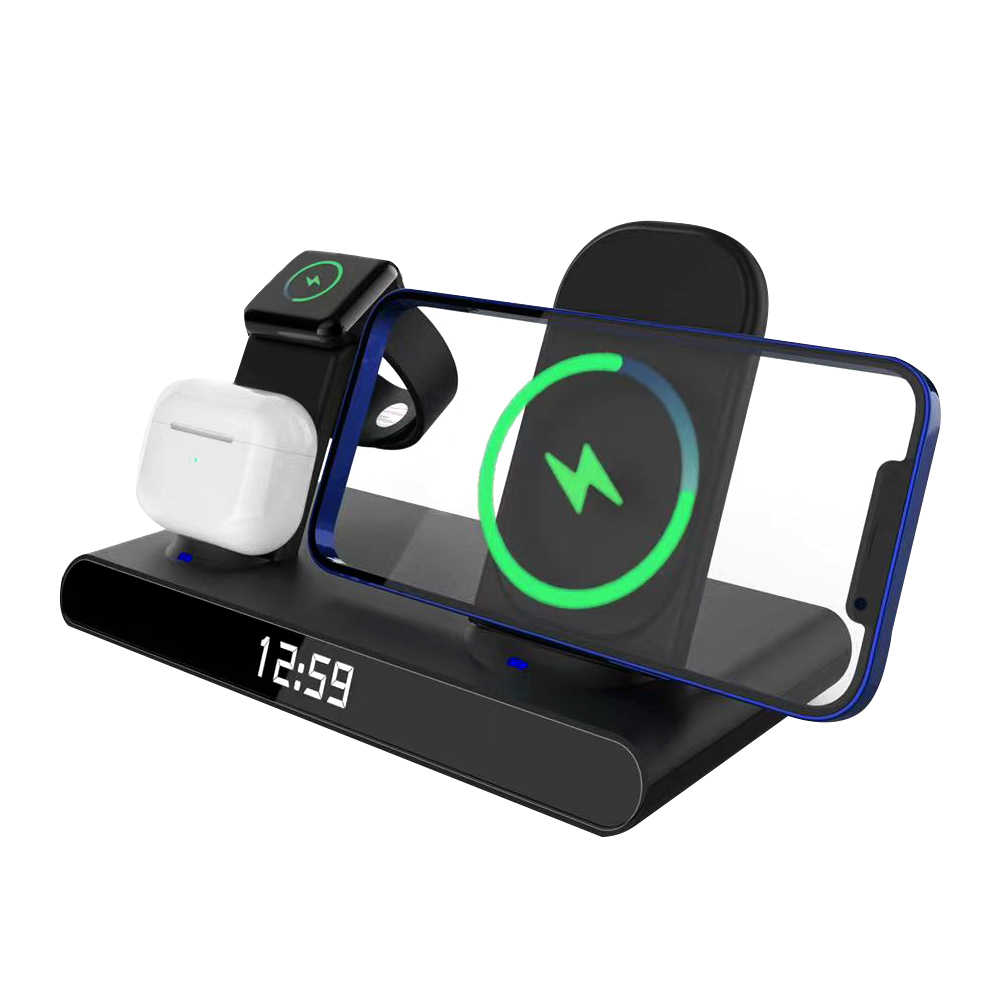 Часы электронные Abbatt мультифункциональные с беспроводной зарядкой, Черный-0