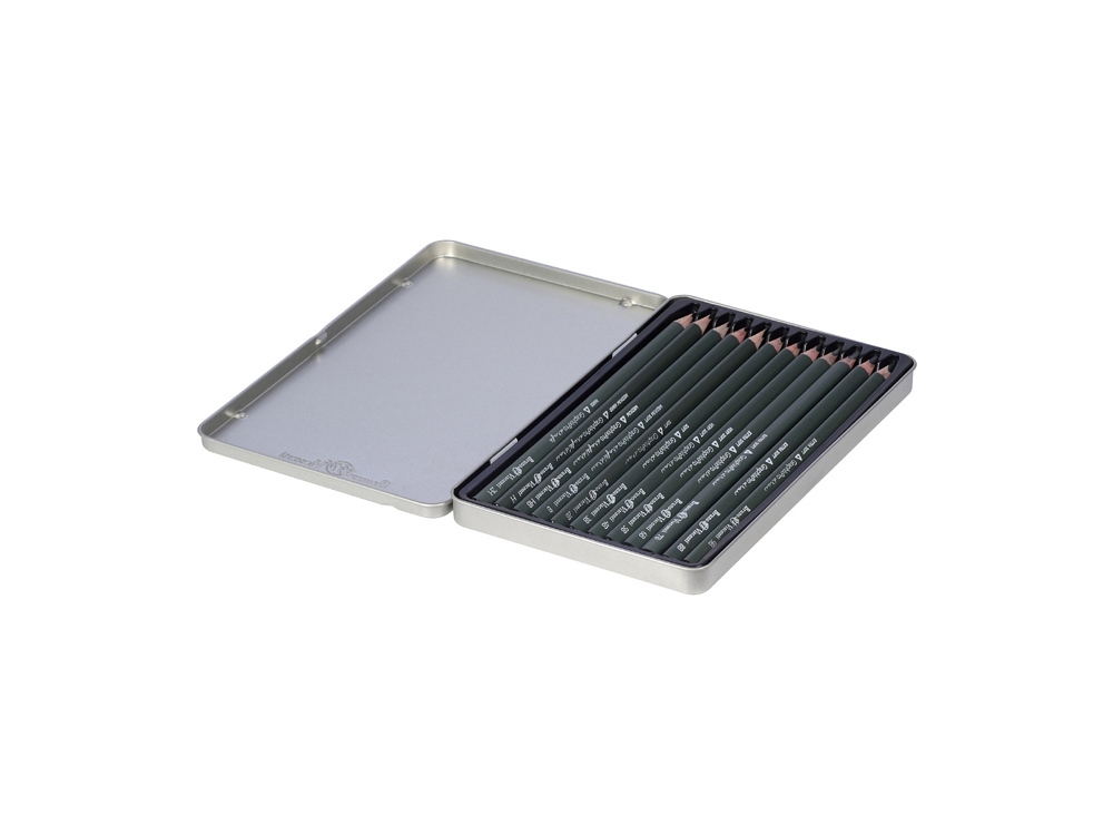 Набор чернографитовых карандашей  Sketch & Art ,12 шт. 2h-9b, металлическая коробка с ложементом-3