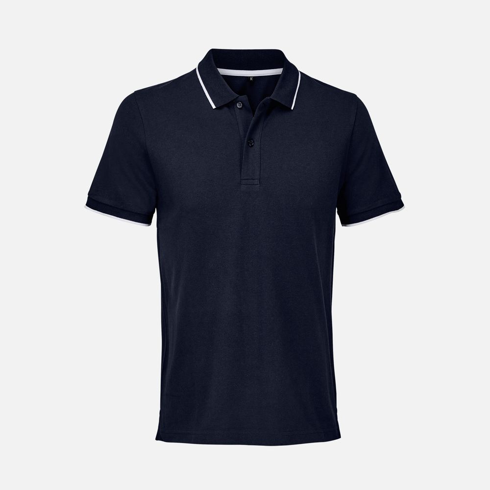 Рубашка поло унисекс Palermo, темно-синяя с белым-0