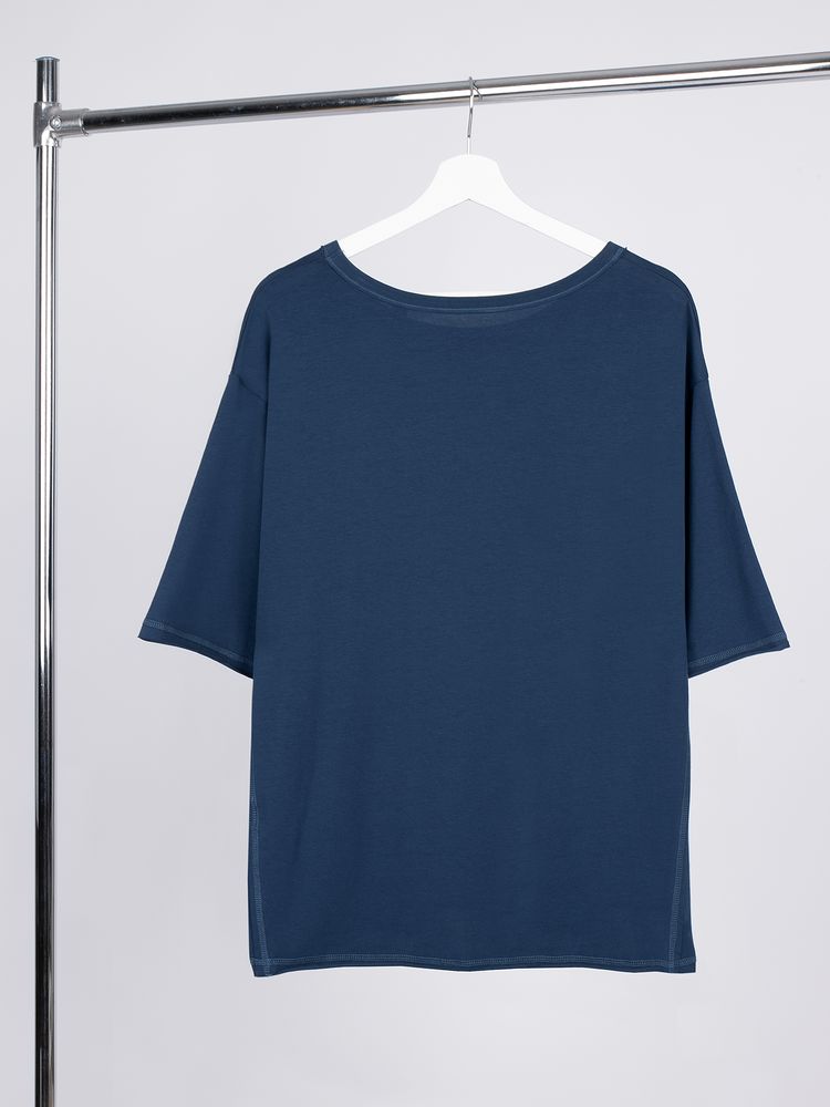 Футболка оверсайз унисекс Vozduh, темно-синяя-2