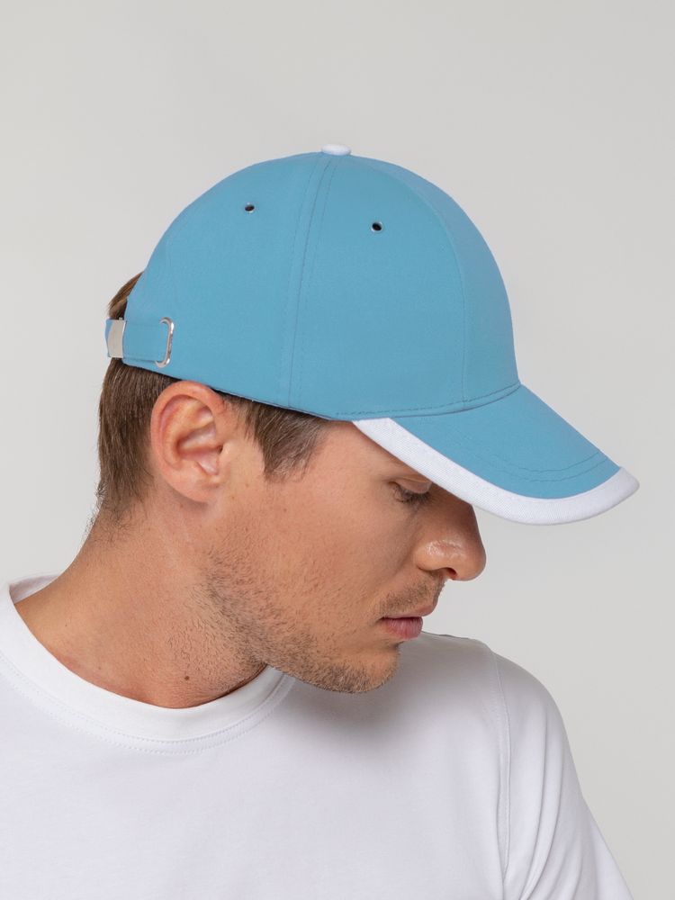 Бейсболка Honor, голубая с белым кантом-2