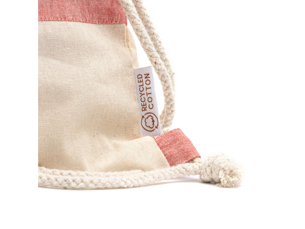 Рюкзак-мешок LUANDA из переработанного хлопка, натуральный/красный-1