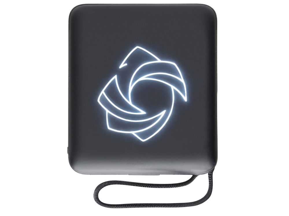 Магнитный беспроводной внешний аккумулятор c подсветкой лого Энчант, 10000 мАч, черный-4