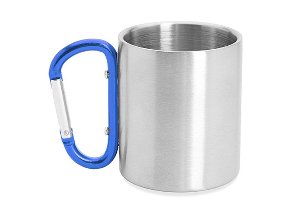 Кружка GUAYA с ручкой карабином, 230 мл, серебристый/королевский синий-2
