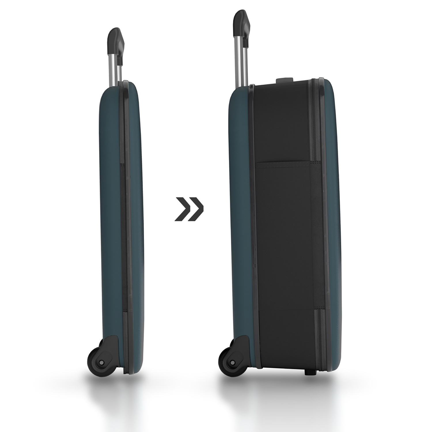 Чемодан складной Rollink Vega II 55x40x20 см, 2 колеса, сине-зеленый-2