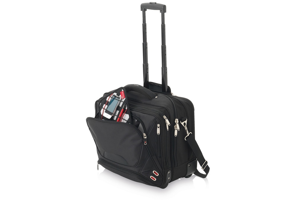 Чемодан на колесиках Proton, удобная для прохождения досмотра, черный-0