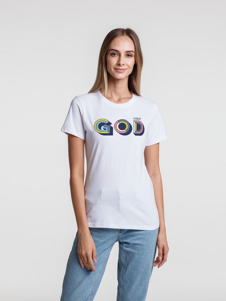 Футболка женская «Новый GOD», белая-0