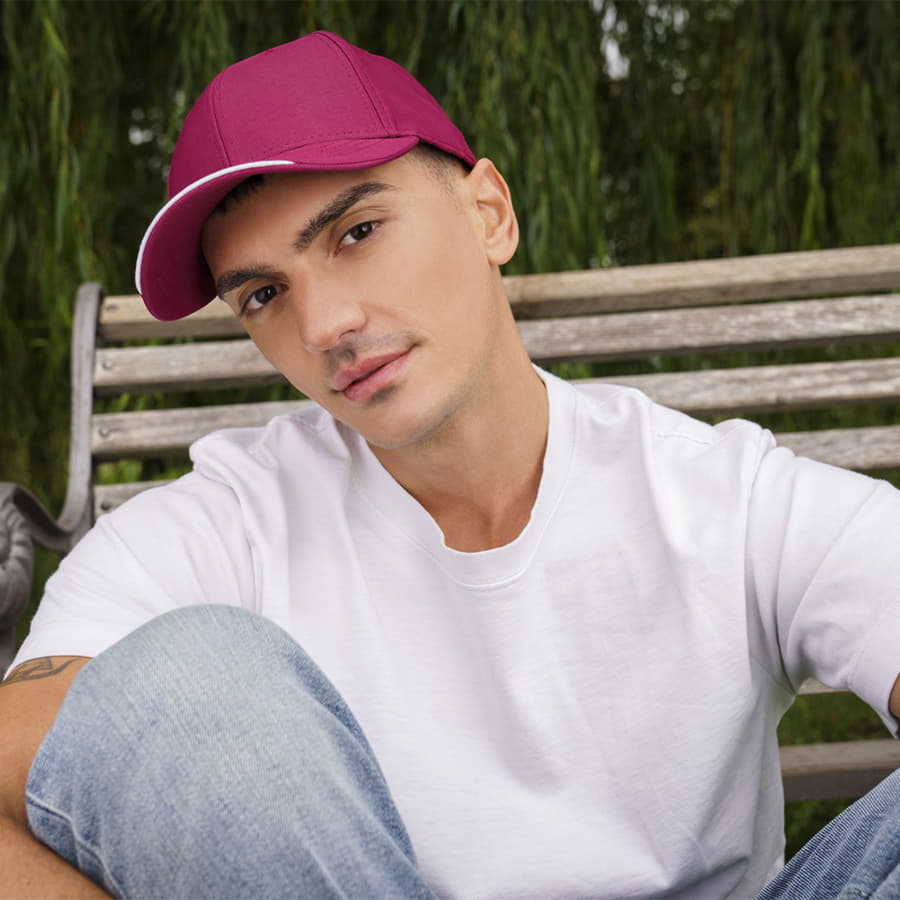 Бейсболка ESTORIL-S, 6 клиньев, застежка на липучке, бордовый-1