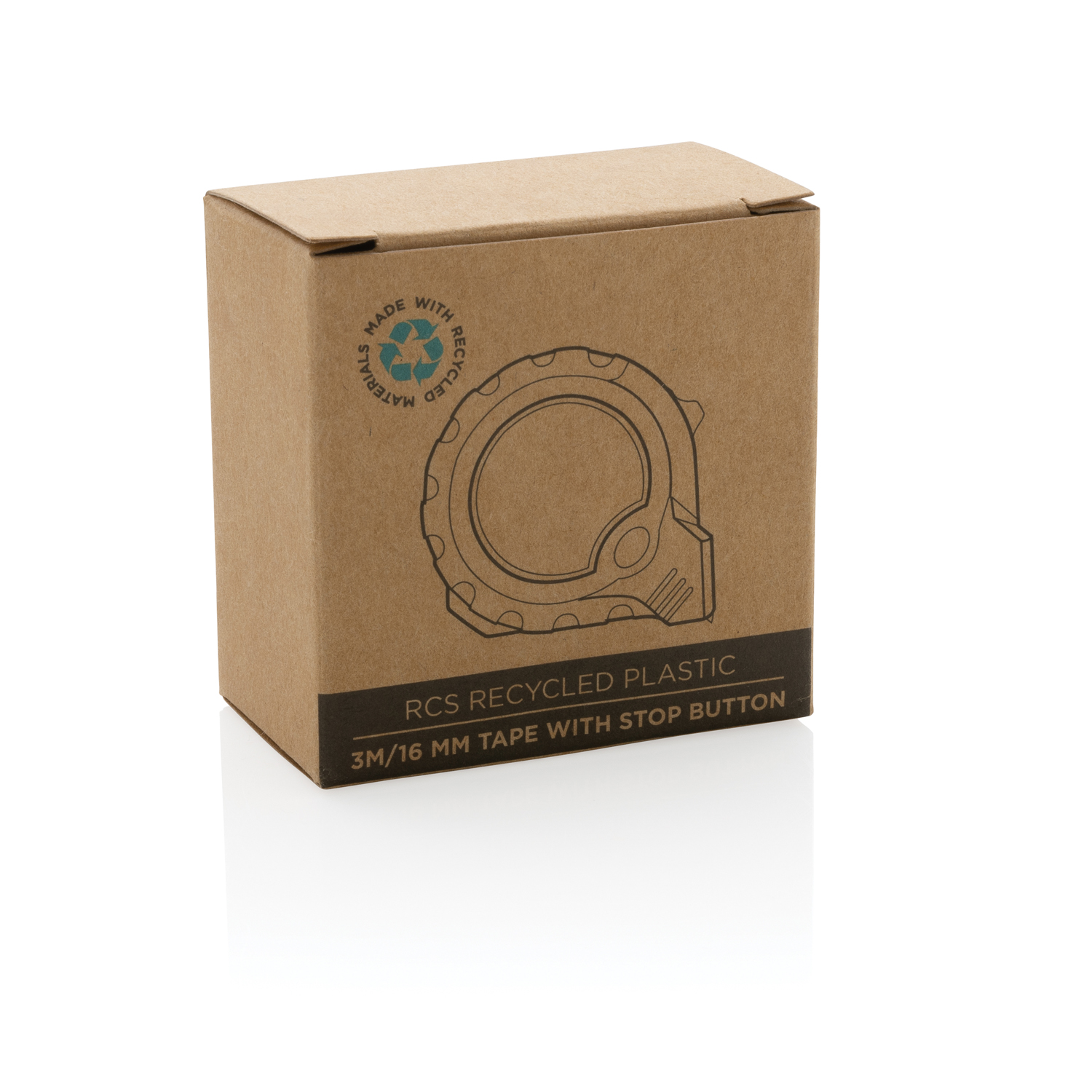 Рулетка из переработанного пластика RCS с кнопкой блокировки, 3м/16 мм-9