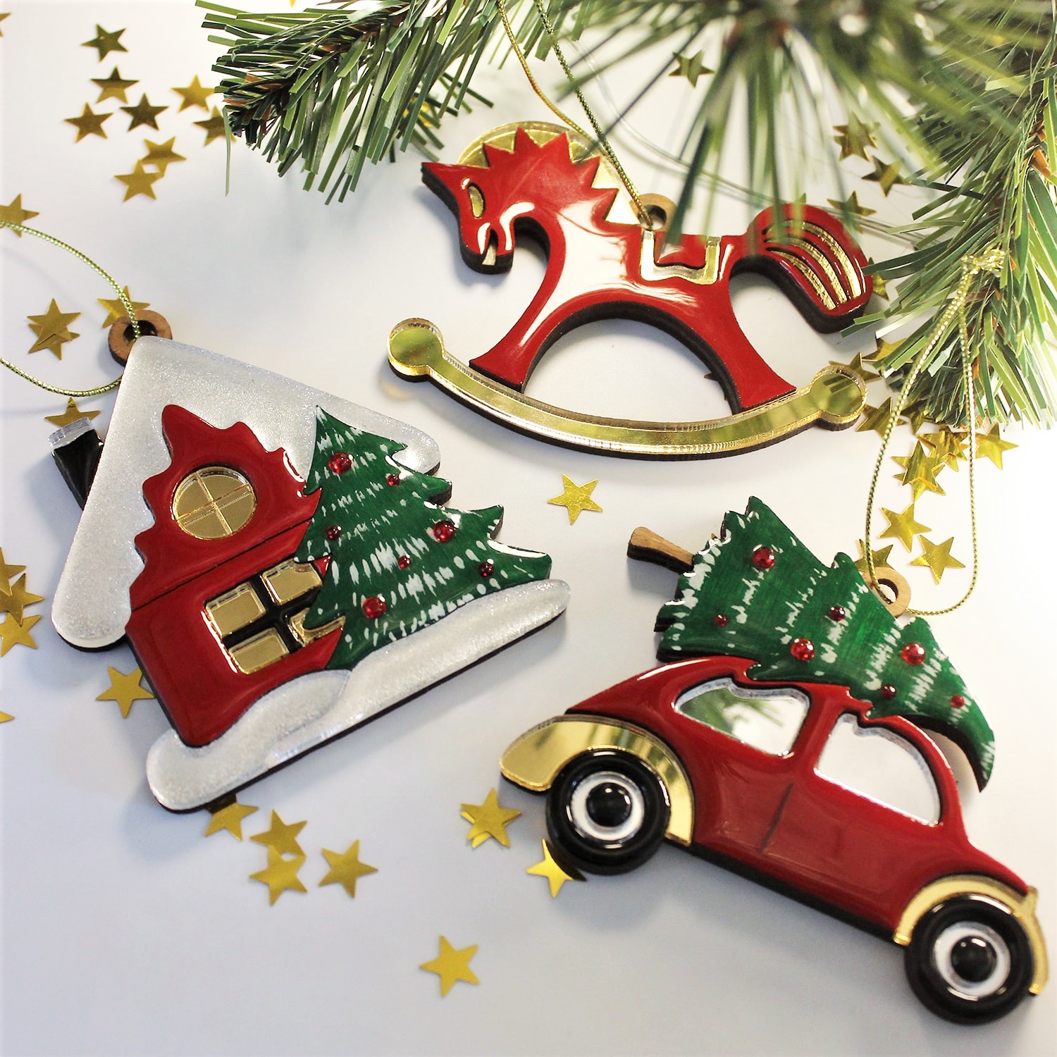 Ёлочная игрушка Домик (красный)-5