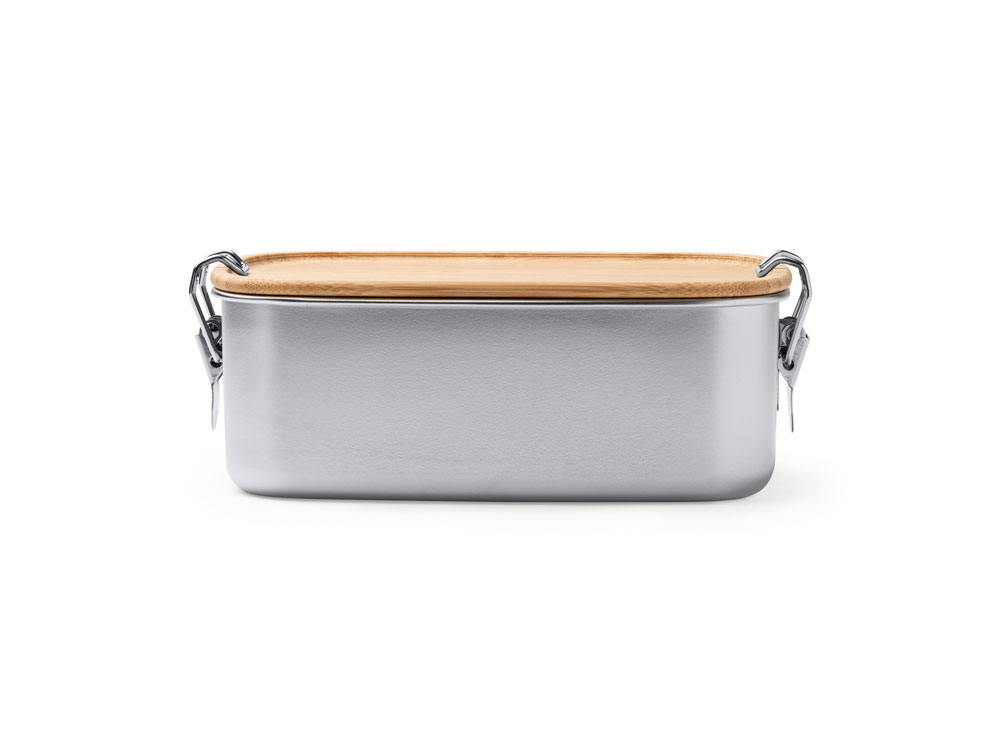 Ланч-бокс DAIKON из нержавеющей стали 304 с бамбуковой крышкой, серебристый/бежевый-7