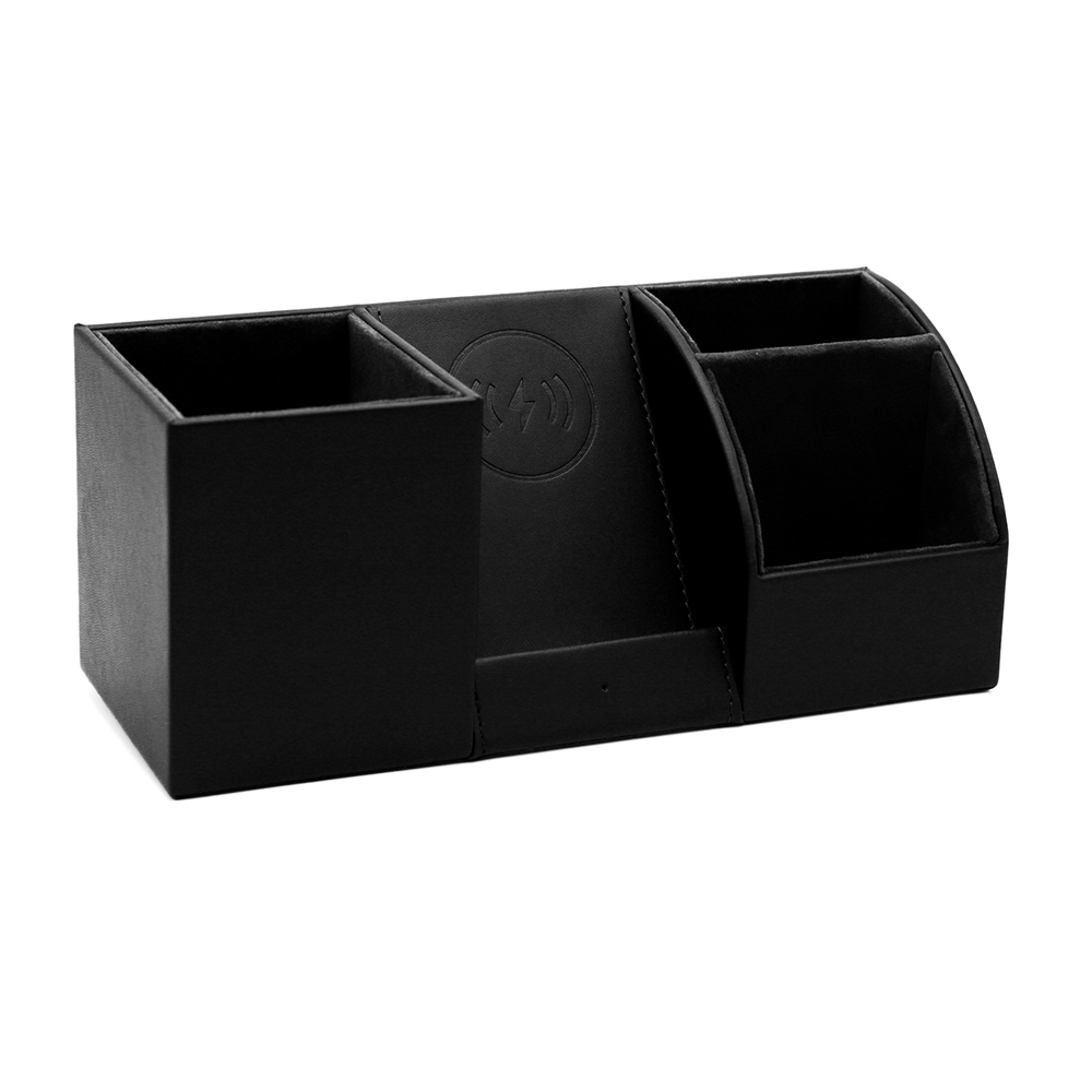 Настольный органайзер Boss c беспроводной зарядкой, Черный-1