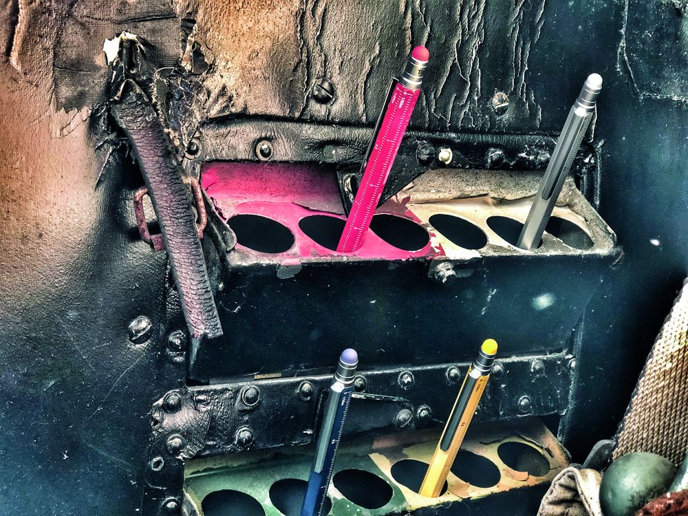 Ручка шариковая Construction, мультиинструмент, красная-4