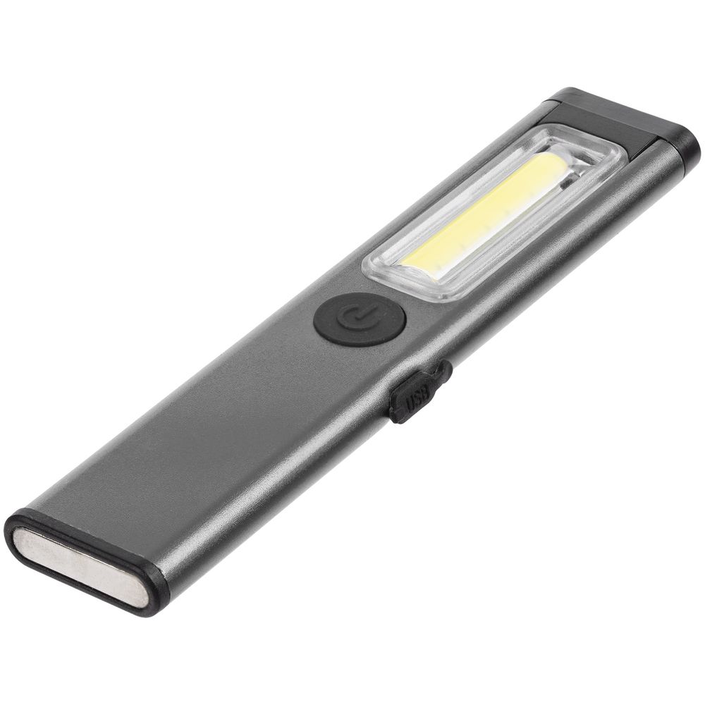 Фонарик-факел аккумуляторный Wallis с магнитом, серый-1