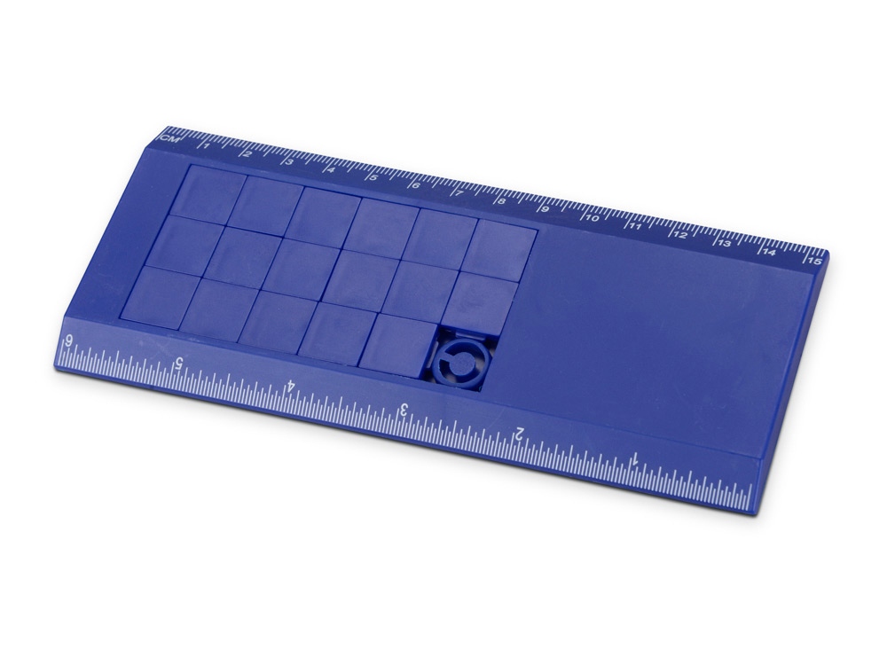 Линейка с игрой Пятнашки, синий-0