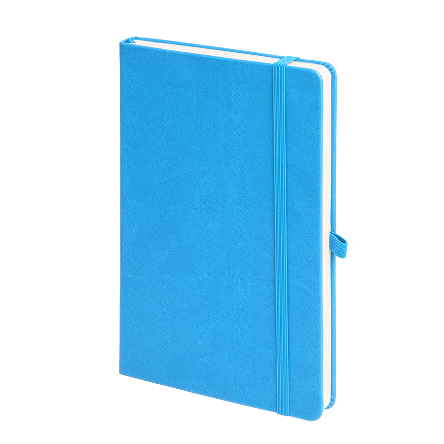 Бизнес-блокнот "Justy", 130*210 мм, светло-голубой, твердая обложка,  резинка 7 мм, блок-линейка, светло-голубой-0