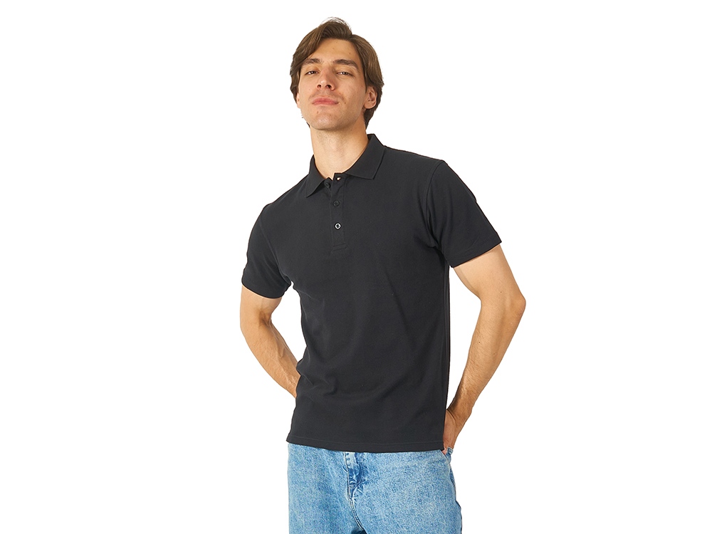 Поло с эластаном Chicago, 200гр пике, черный-1