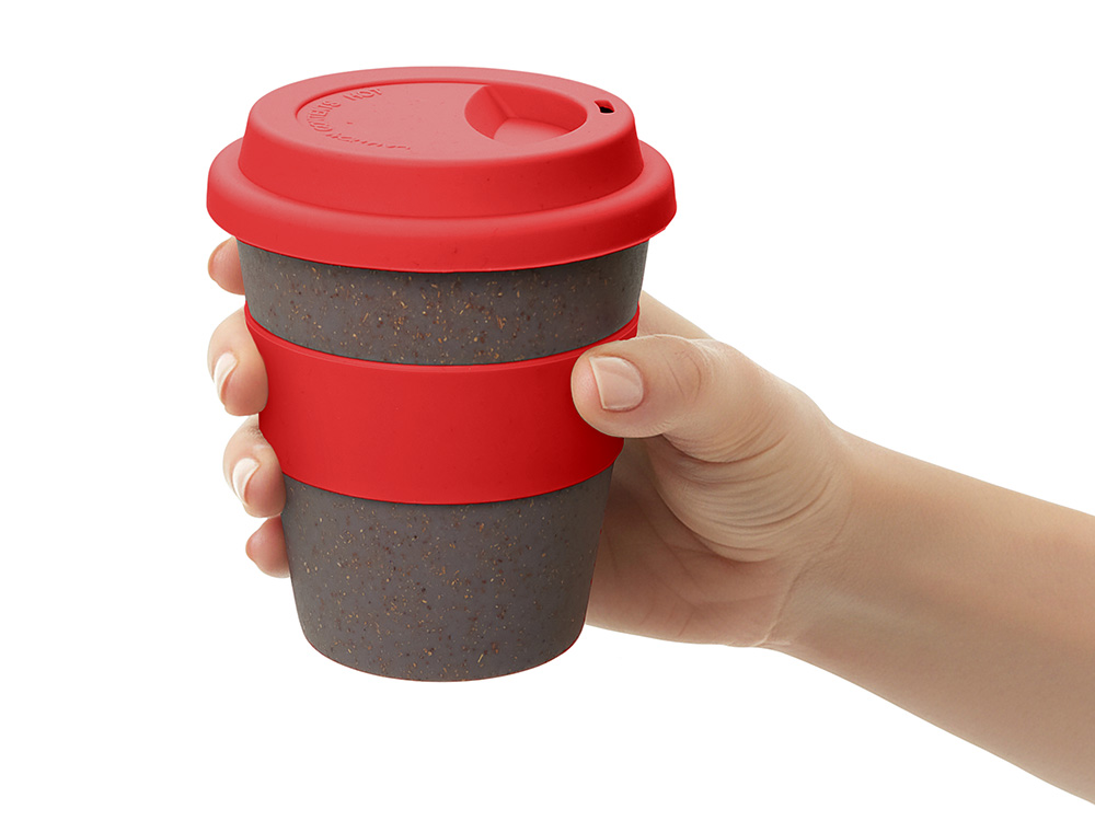 Стакан с силиконовой крышкой Cafe, красный-5