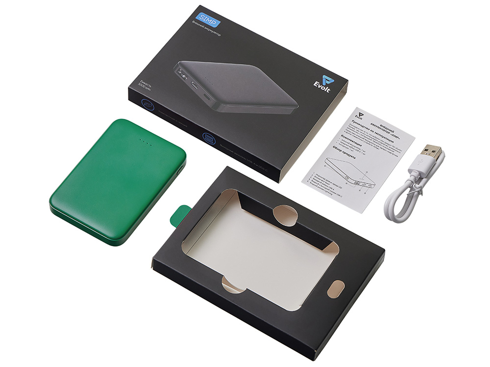 Внешний аккумулятор Simp, 5000 мАч, зеленый-7