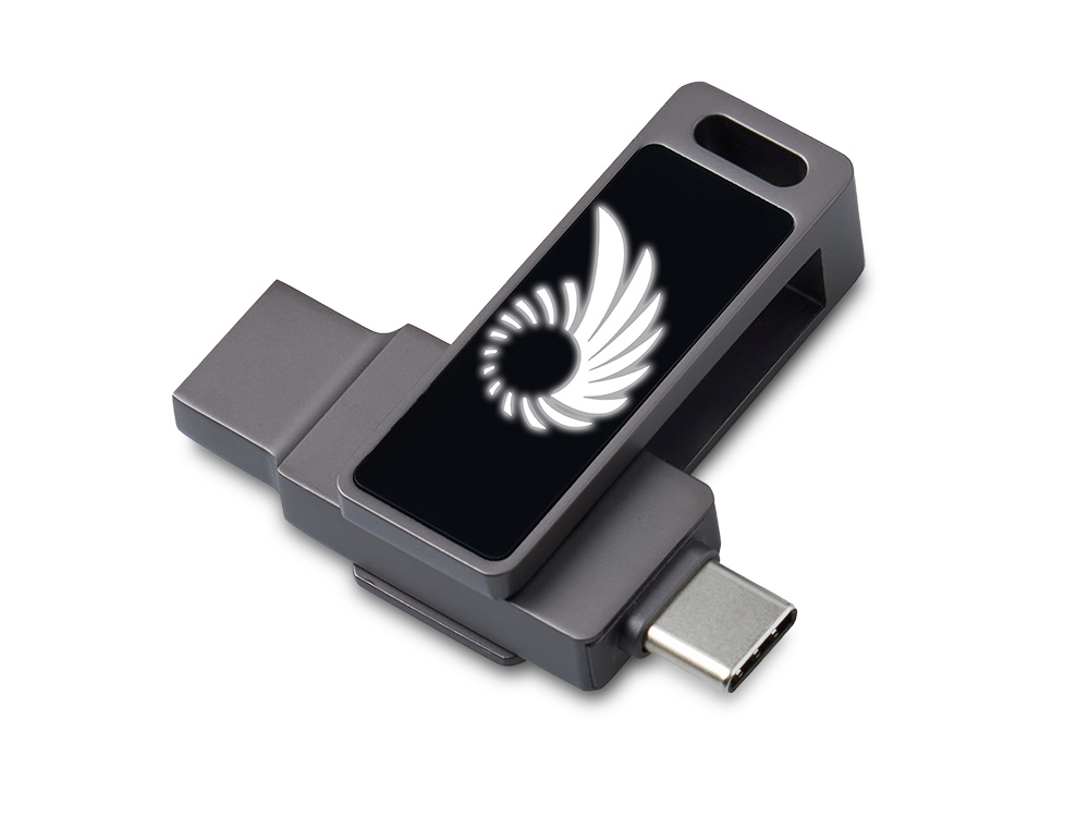 Флешка 32 ГБ USB Type-C и USB 3.0 с подсветкой лого Спинлайт-0