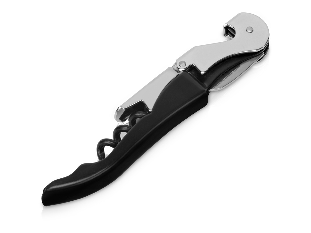 Штопор-открывалка Wine c пластиковой ручкой, серебристый-0