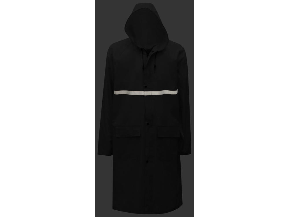 Длинный дождевик Lanai из полиэстера со светоотражающей тесьмой, черный-4