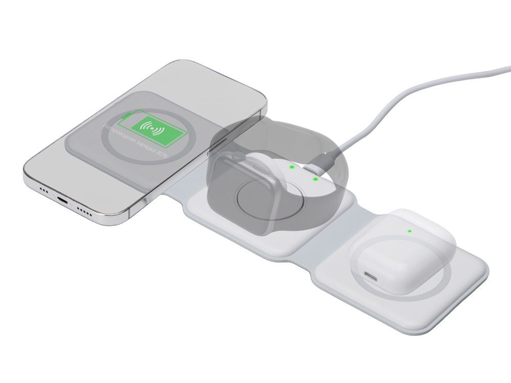 Беспроводное зарядное устройство 3-в-1 Road, 15 Вт, белый-0