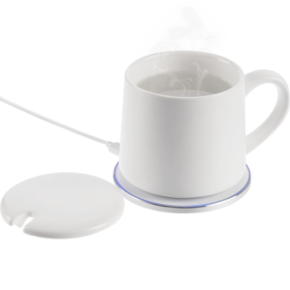 Кружка с подогревом и беспроводной зарядкой dualBase ver. 2.0 Matt, белая-0
