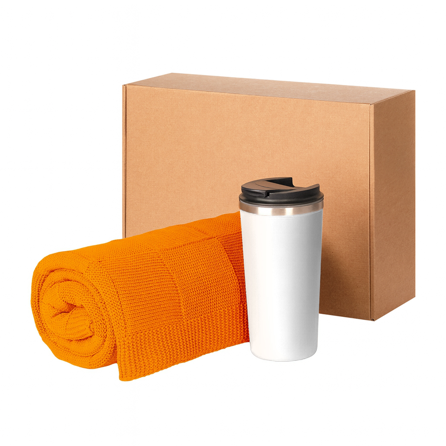 Подарочный набор Palermo, Cella, оранжевый (плед, термокружка)-0