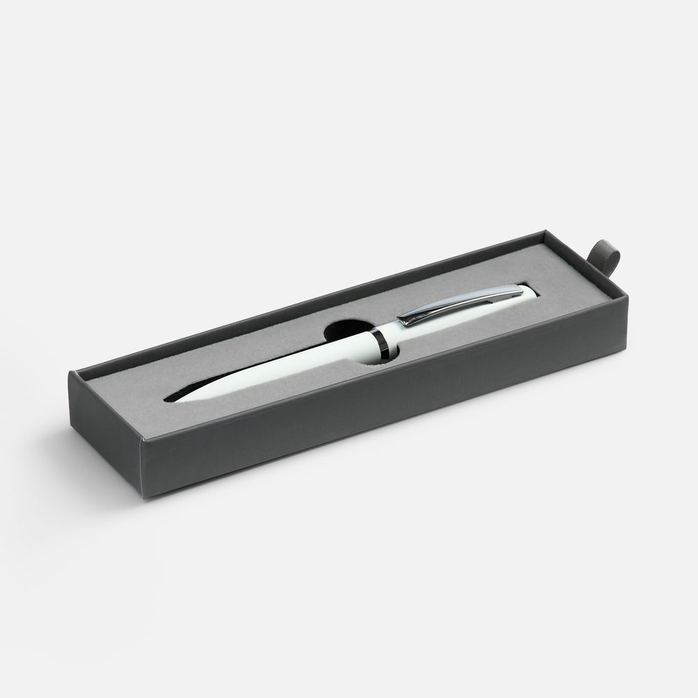 Ручка шариковая Bolt Soft Touch в футляре, белая-0